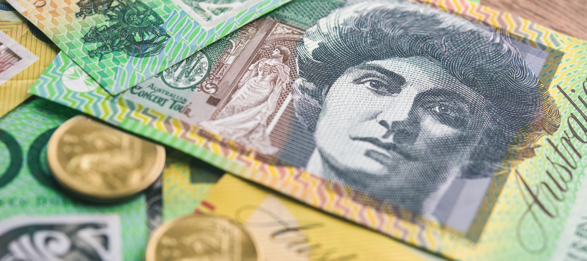 Close-up of colourful money